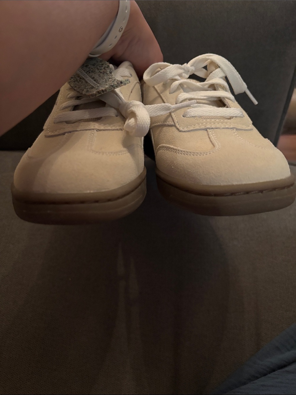 Reebok Women's Cream Suede Low-Top Sneakers with White Accents - Picture 5 of 8